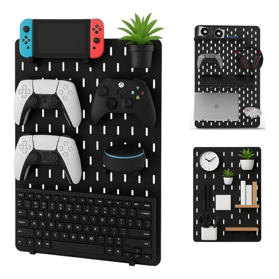 Pegboard Premium Mdf Setup Gamer Home Office Preto Top Full 59x34