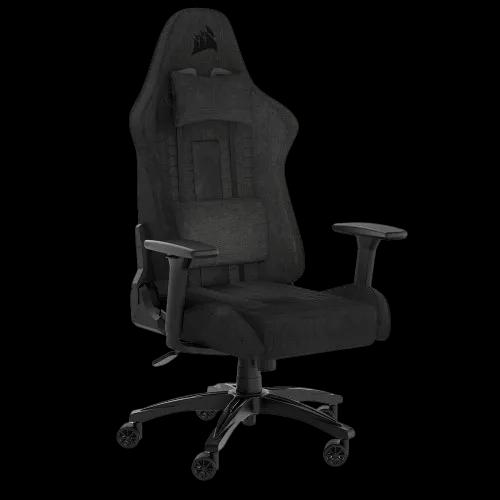 Cadeira Gamer Corsair TC100 Relaxed Fabric, Até 120Kg, Com Almofadas, Reclinável, Cilindro de Gás Classe 4, Preto