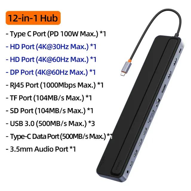 Hub USB Tipo C Baseus 12 em 1 