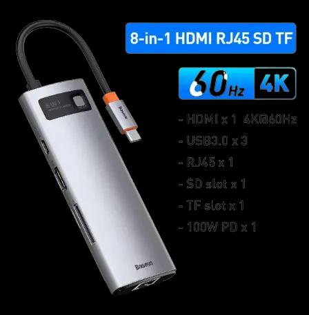 Hub USB-C Baseus 4K 60Hz 8 em 1