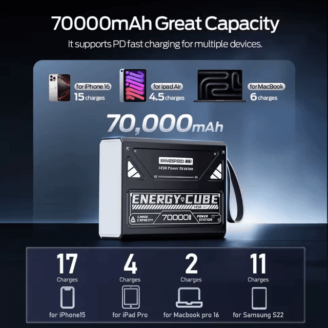 Powerbank Movespeed 140W 70000mAh