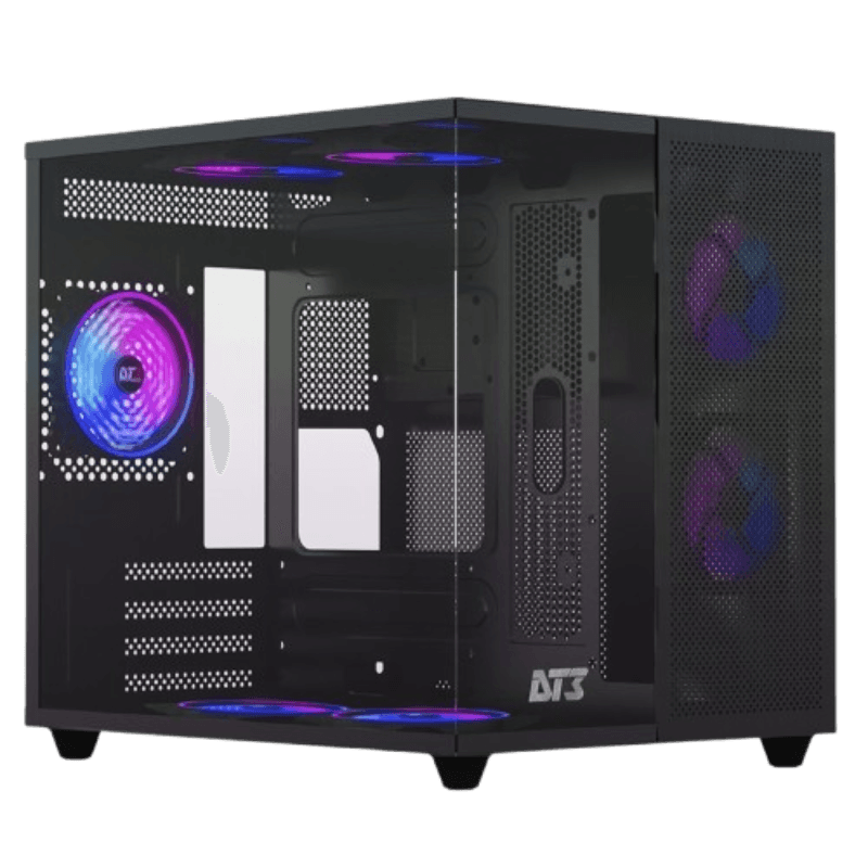 Gabinete Gamer DT3 Hyperflow, Mid Tower, Vidro Temperado, M-ATX, Black, Sem Fonte, Sem Fan