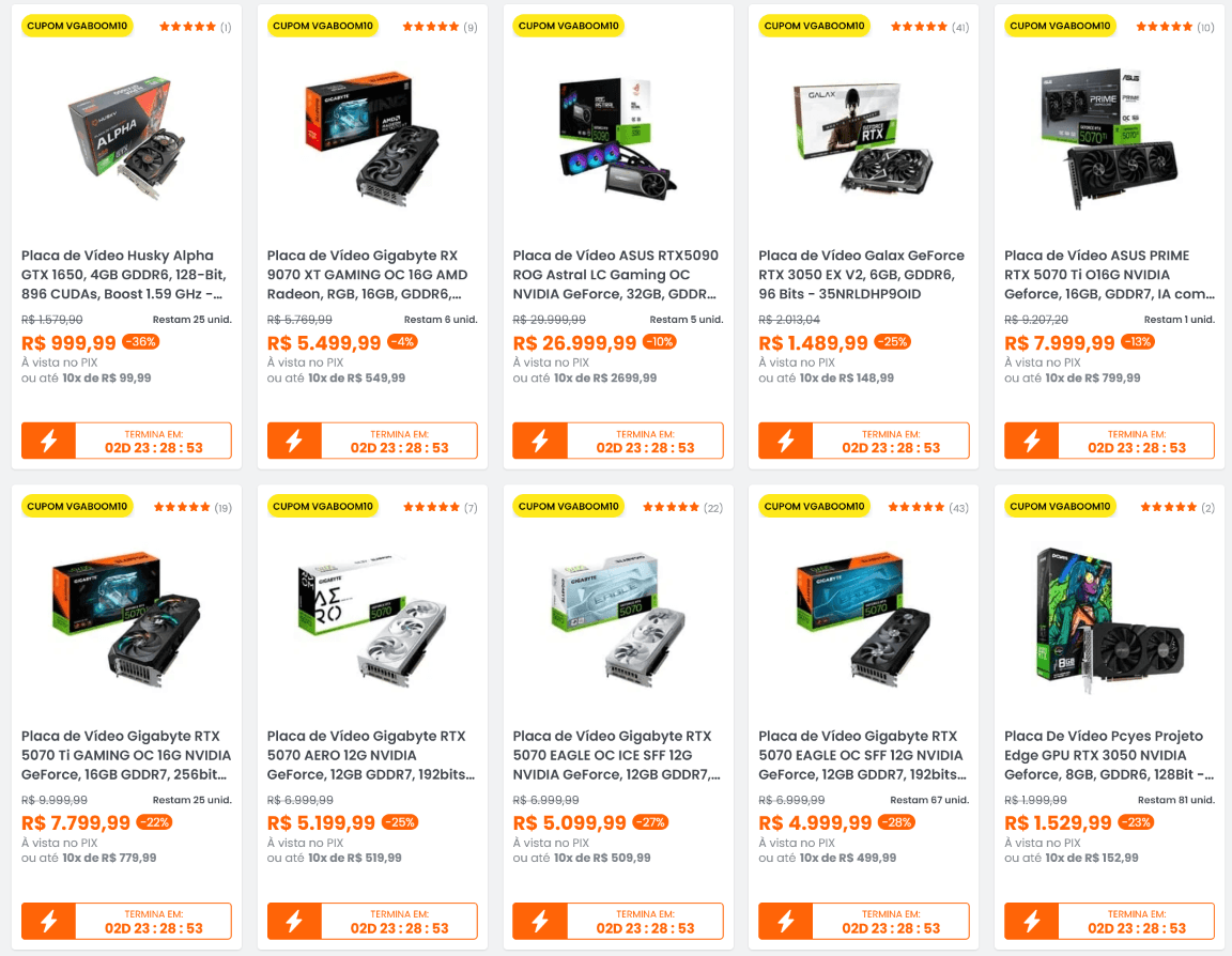 Kabum Cupom 10% OFF em Placas de Vídeo Selecionadas