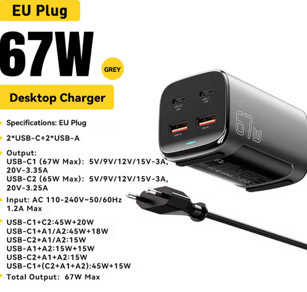 Carregador GaN Essager 67W