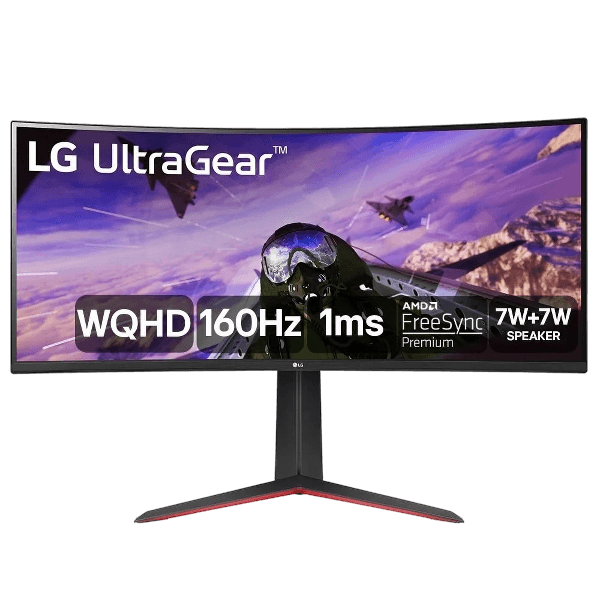 Monitor Gamer Curvo LG UltraGear LG 34", UltraWide, 160Hz, WQHD, 1ms, DisplayPort e HDMI, AMD FreeSync Premium, HDR10, 99% sRGB
