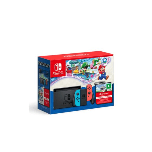 Console Nintendo Switch V2 com Super Mario Bros. Wonder e Joy-Con Vermelho e Azul
