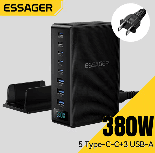 Carregador GaN Essager 380W 8 em 1