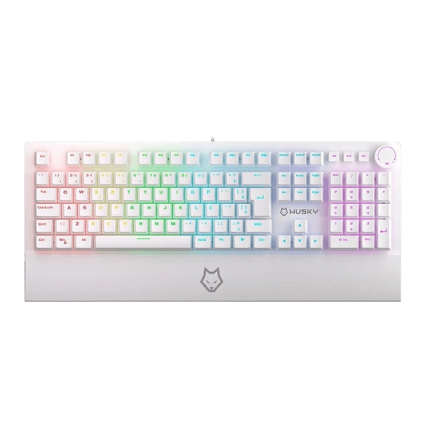 Teclado Mecânico Com Fio Husky Anchorage, Switch Gateron EF Red, Branco