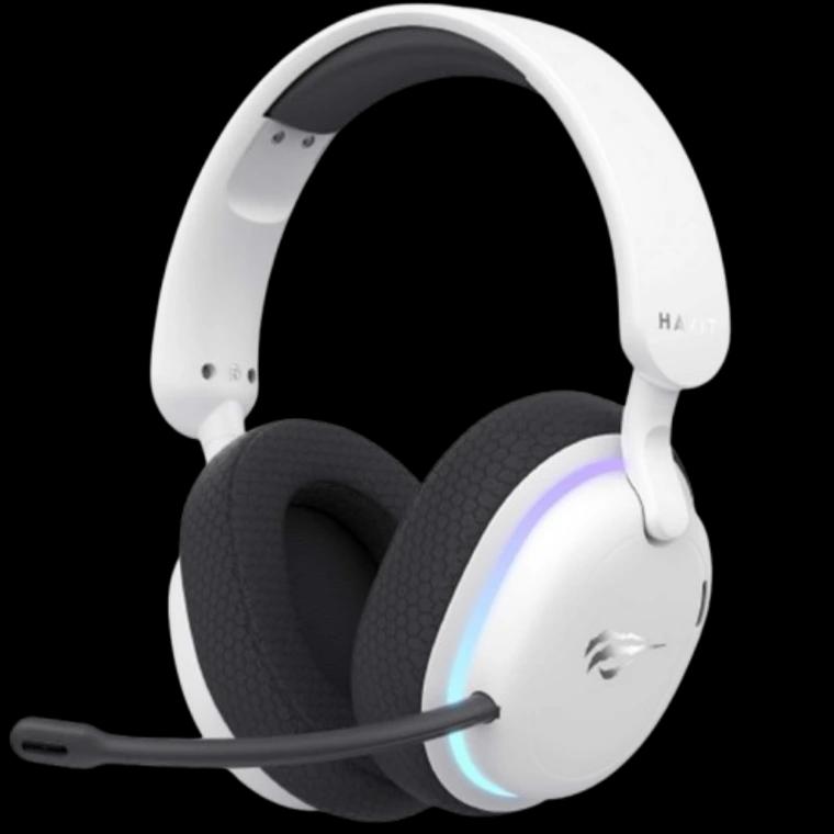 Headset Gamer Sem Fio Havit Fuxi H7, Wireless, Bluetooth, RGB, Drivers de 40mm, Branco