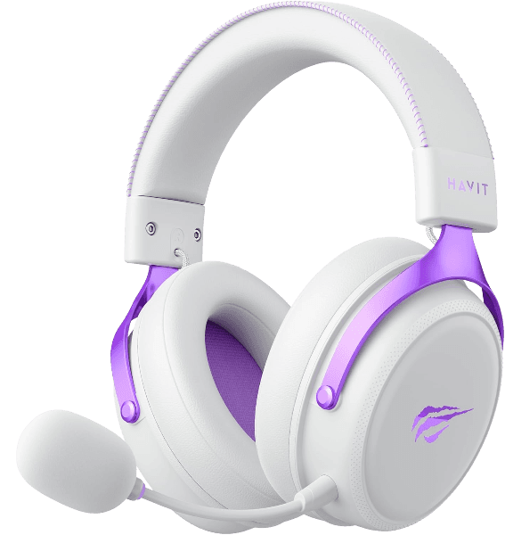 Headset Sem Fio Havit H2015YG, Branco e Roxo