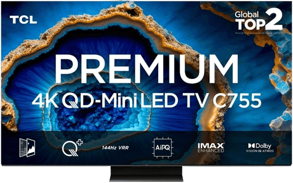 Smart TV TCL 75C755 75" QLED Mini LED 4K 144Hz