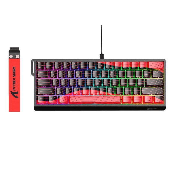 Teclado Magnético Com Fio Attack Shark X60 HE, Preto e Vermelho