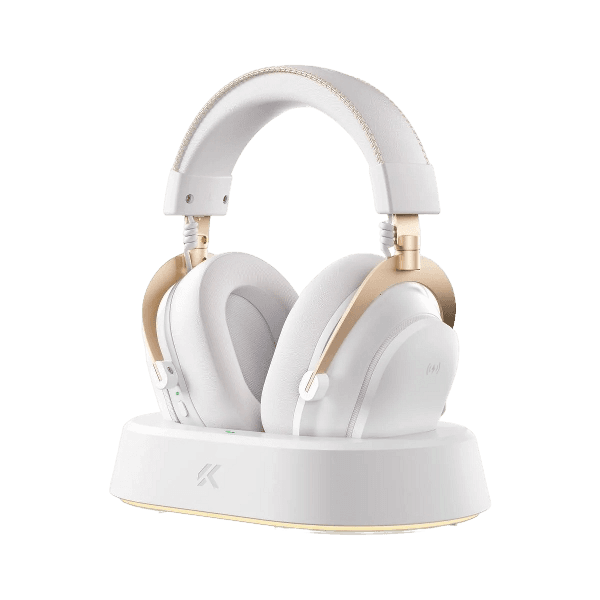 Headset Sem Fio MCHOSE V9 Turbo+, Branco e Dourado
