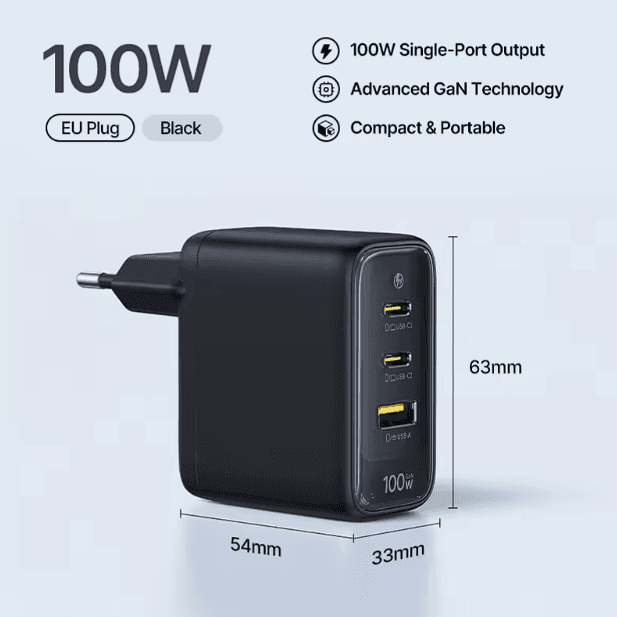 Carregador GaN Baseus 100W 3 em 1