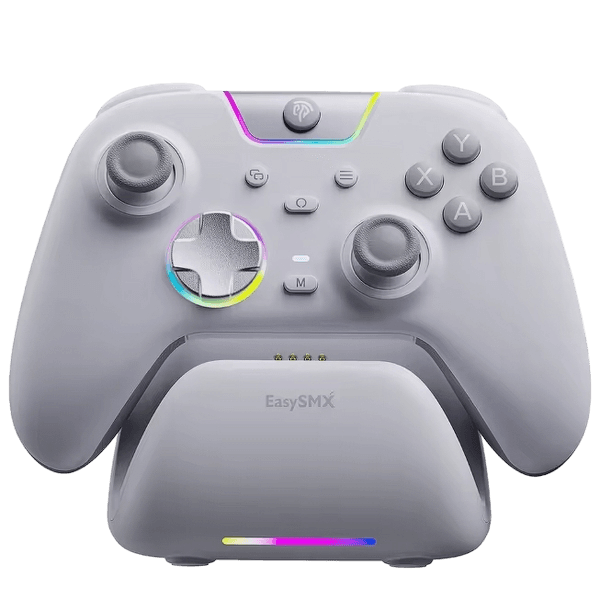 Controle Sem Fio EasySMX X05 Pro, Com Base, Branco
