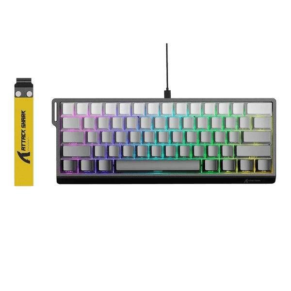 Teclado Magnético Com Fio Attack Shark X60 HE, Moonlight, Cinza