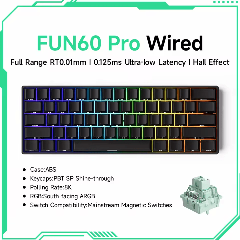 Teclado Magnético Com Fio Akko x MonsGeek FUN60 Pro Wired