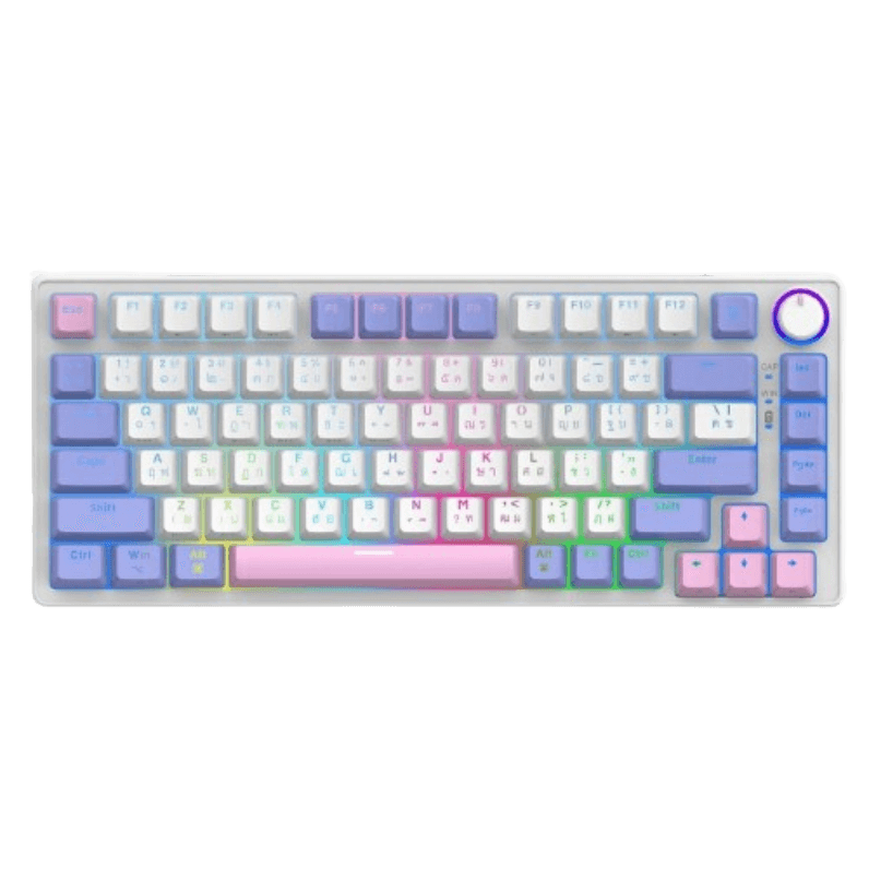 Teclado Gamer SuperFrame Ribbon, Wireless, RGB, Switch Red, 75%, ABNT, Hot Swap, Sem Fio, White/Purple