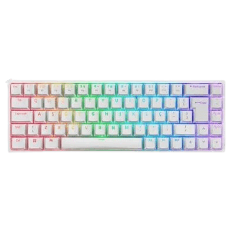 Teclado Mecânico Sem Fio Akko 3068B Plus, RGB, Switch Orange, Layout 65%, Anti-Ghosting, ABNT2, Branco