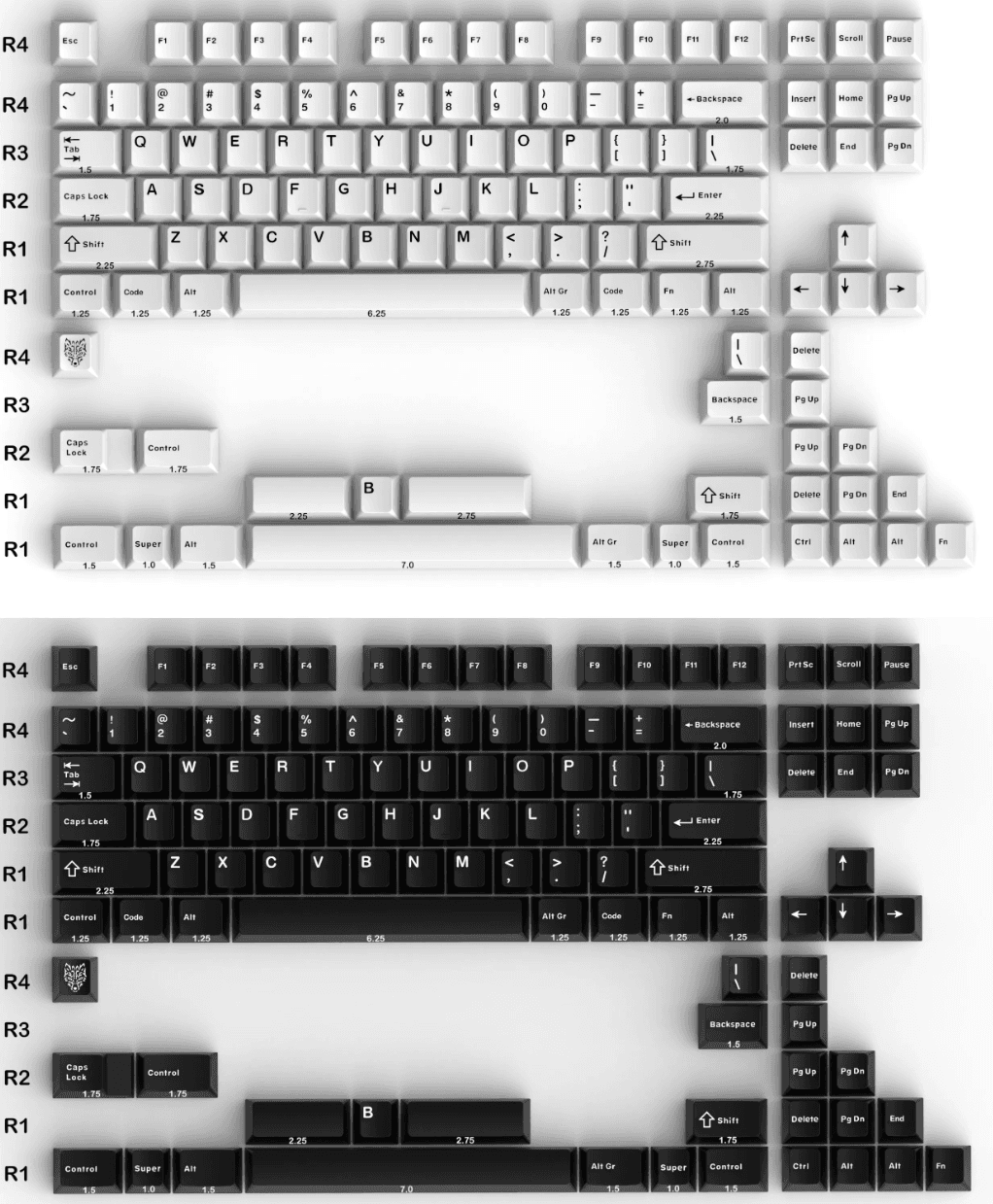 Keycaps PBT Double-Shot GMK Layout Alice Cherry Profile 114 Teclas