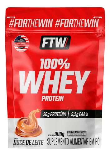 Whey Protein 100% Concentrado Refil 900g Sabor Doce de Leite - FTW