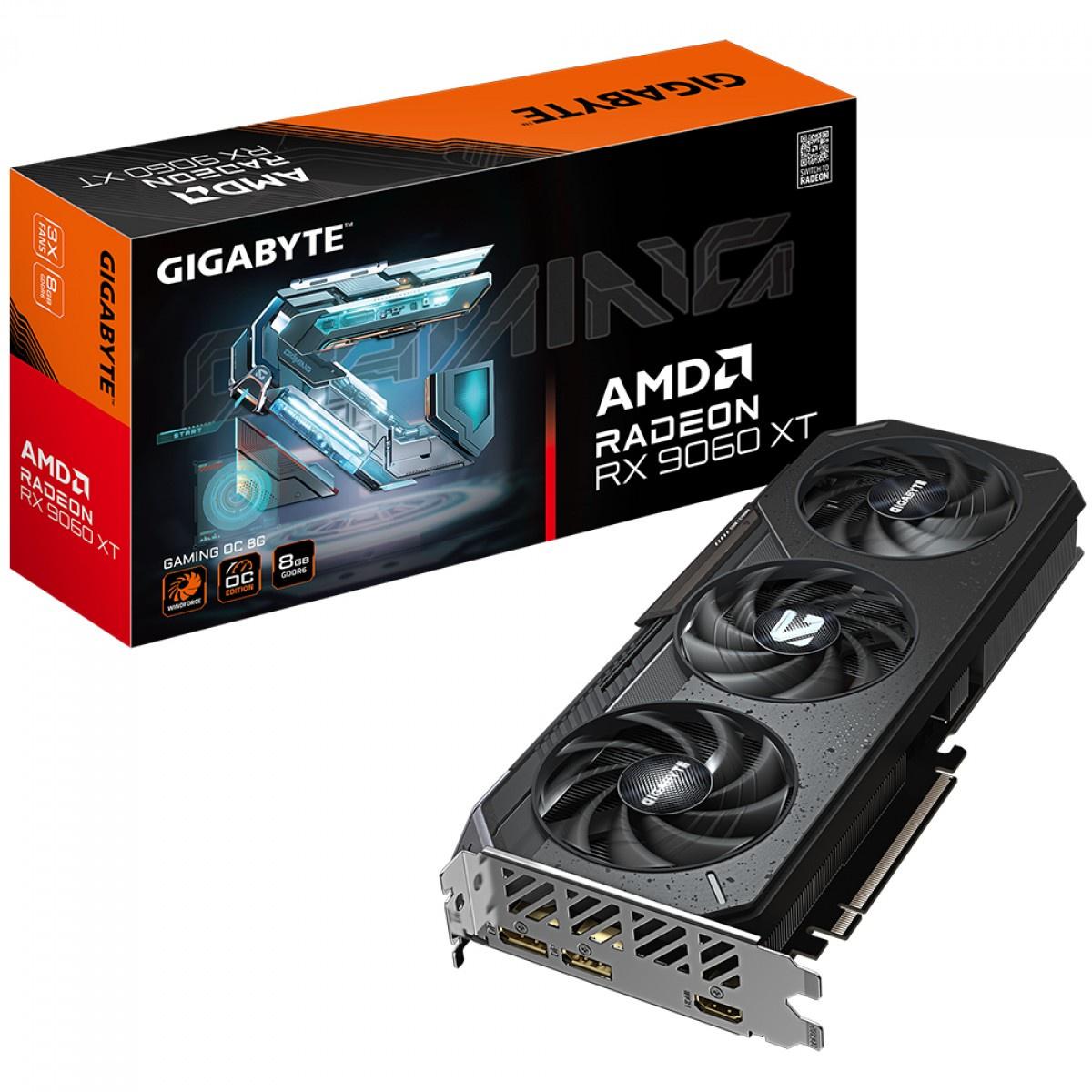 Placa de Vídeo Gigabyte AMD Radeon RX 9060 XT Gaming OC, 8GB, GDDR6, FSR, Ray Tracing