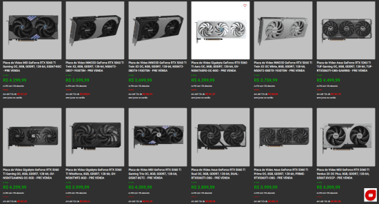 (PRÉ-VENDA) Placa de Video GeForce RTX 5060 Ti 8GB na Pichau