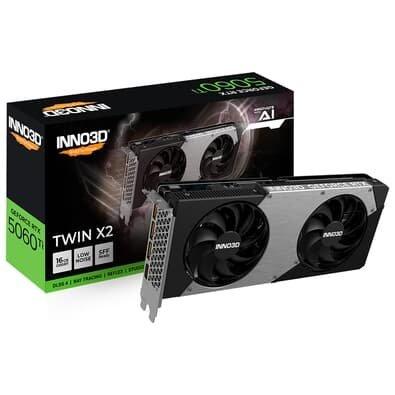 Placa de Video Inno3D RTX 5060 Ti Twin X2 Geforce Nvidia, 16gb 128bits, DLSS 4 - N506T2-16D7-191073N