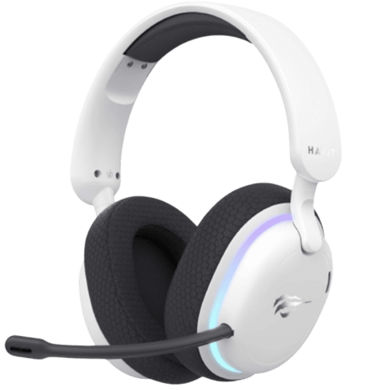 Headset Gamer Sem Fio Havit Fuxi H7, Wireless, Bluetooth, RGB, Drivers de 40mm, Branco