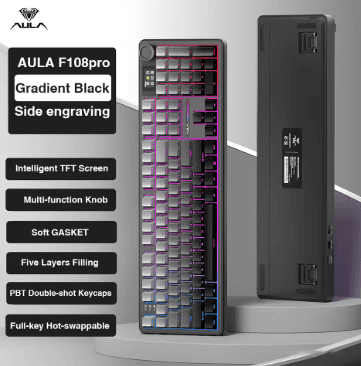 Teclado Mecânico Sem Fio AULA F108 Pro - Várias cores