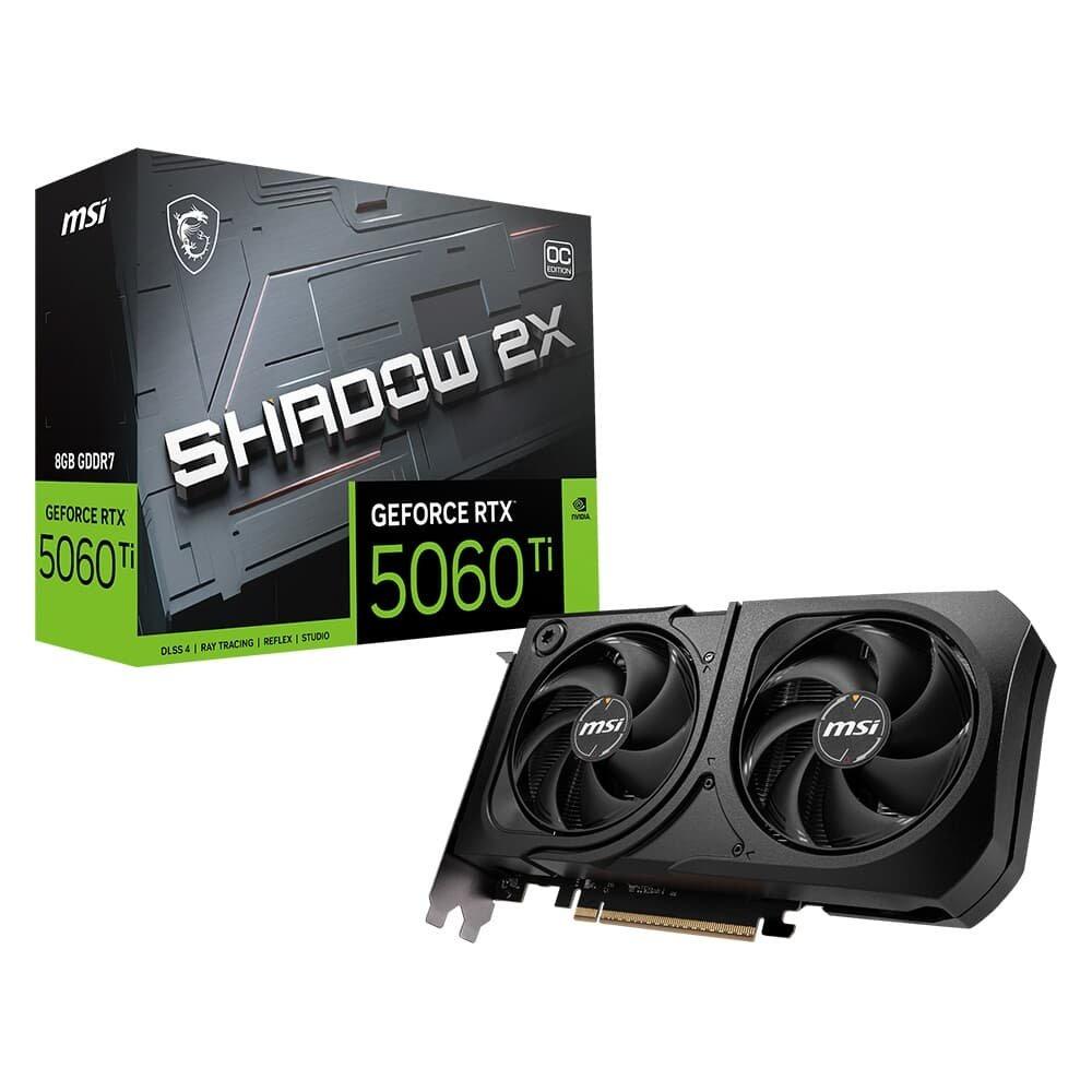 Placa de Vídeo MSI GeForce RTX 5060 Ti 8G SHADOW 2X OC PLUS NVIDIA GeForce, 8GB