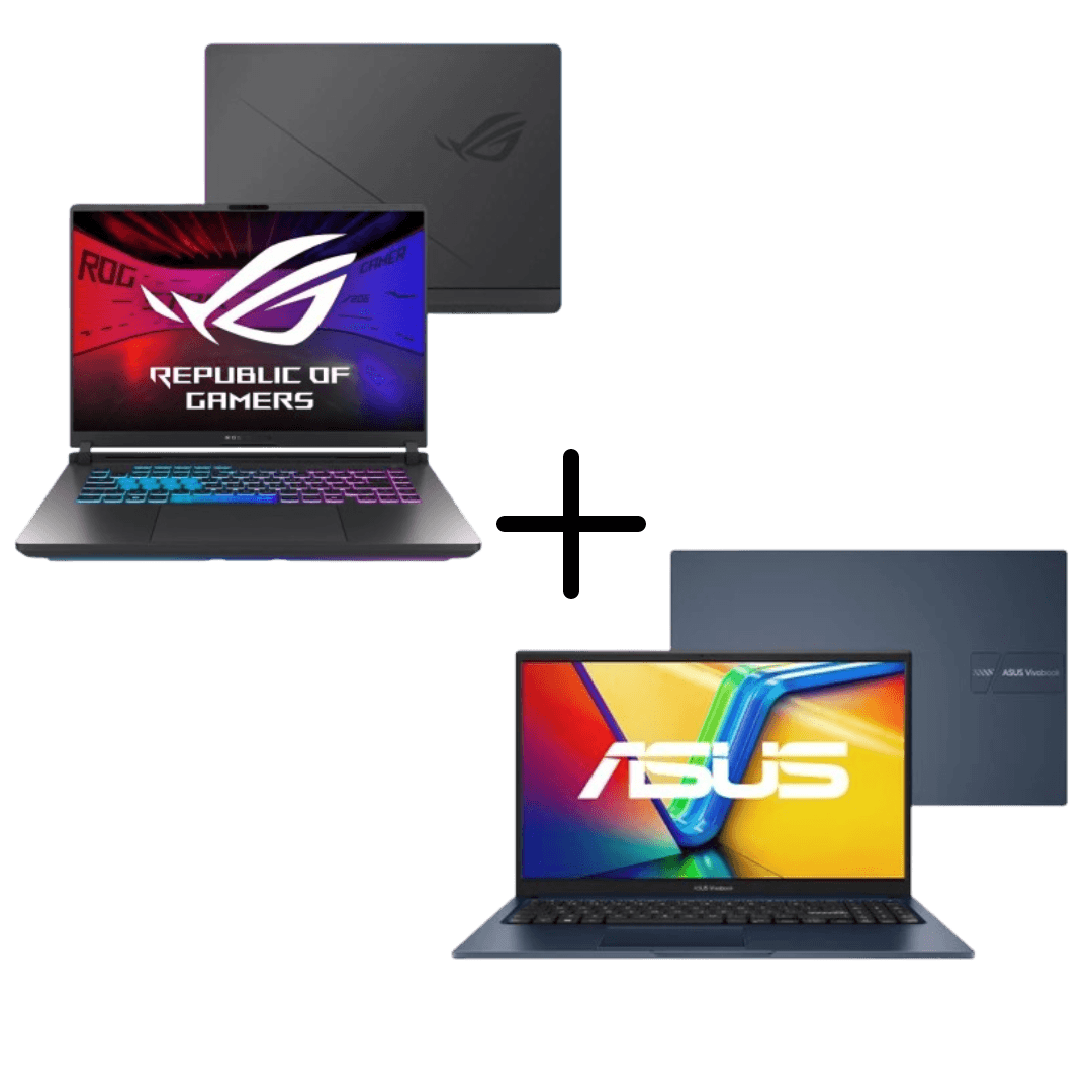 COMBO Notebook Gamer ASUS ROG Strix G16 G615JPR-S5001W Eclipse Gray + Notebook ASUS Vivobook 15 X1504VA-NJ3957W Quiet Blue
