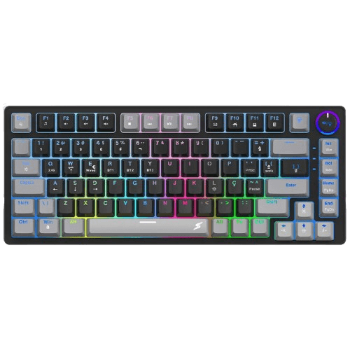 Teclado Gamer SuperFrame Ribbon, Wireless, RGB, Switch Red, 75%, ABNT, Hot Swap, Black/Grey