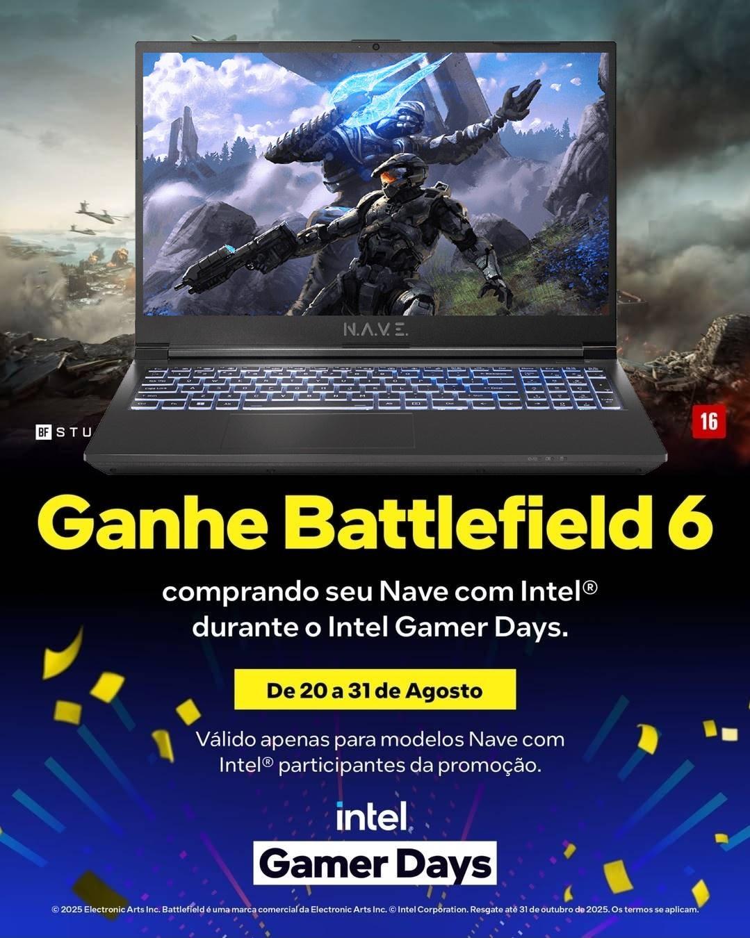 Notebook Gamer NAVE Lunar i5-14500HX RTX 4050 NP50SNC + Battlefield 6