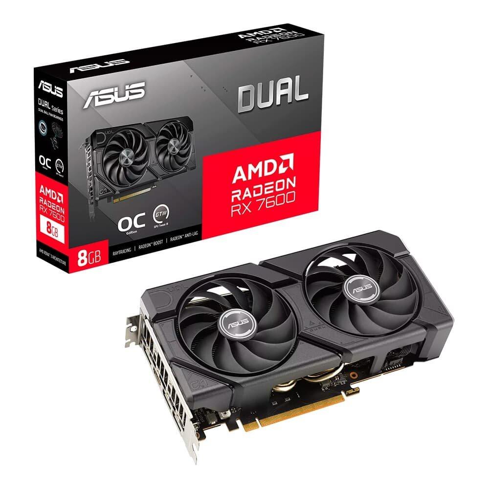 Placa de Vídeo DUAL RX 7600 O8G EVO AMD Radeon, 8GB GDDR6, 128 Bits, OpenGL 4.6