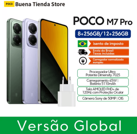 Smartphone Xiaomi POCO M7 Pro 5G 12GB RAM 256GB Versão Global, Tela Amoled 120Hz