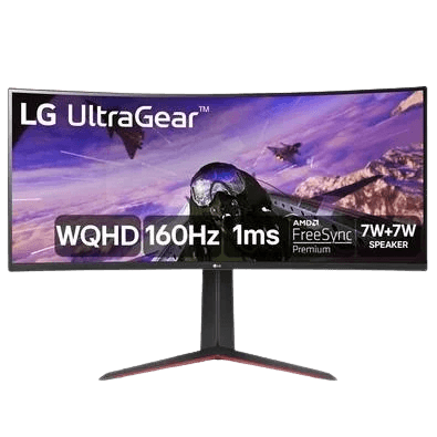 Monitor Gamer Curvo LG UltraGear LG 34", UltraWide, 160Hz, WQHD, 1ms, DisplayPort e HDMI, AMD FreeSync Premium, HDR10, 99% sRGB