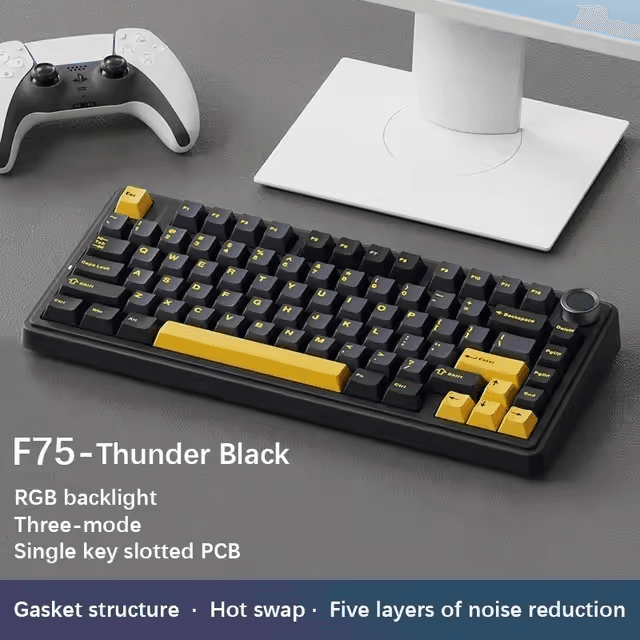 Teclado Mecânico Sem Fio EPOMAKER x AULA F75 - Thunder Black