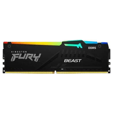 Memória RAM para Desktop Kingston Fury Beast RGB, 16GB, 6000MHz, DDR5, CL40, para Intel XMP, Preto - KF560C40BBA-16