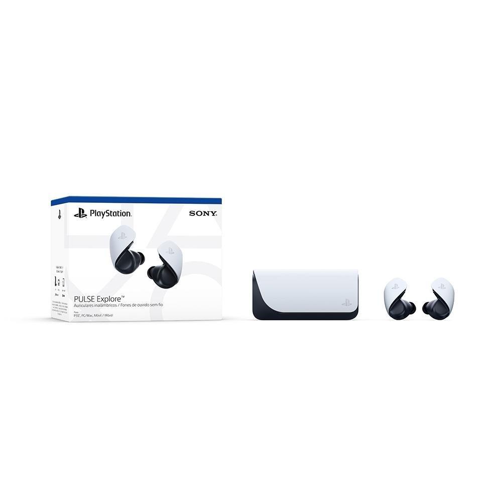 Fone de Ouvido Sem Fio Gamer Sony Pulse Explore, Bluetooth, Cancelamento de Ruído, PC, PS5 e Dispositivo Móvel Branco