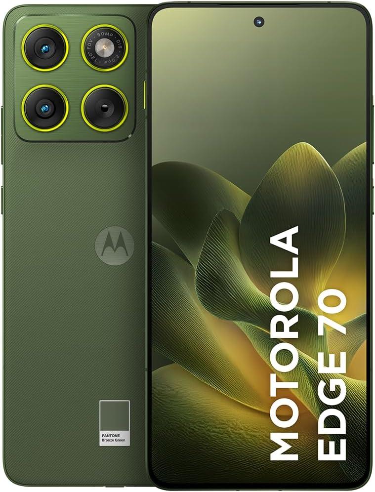 Smartphone Motorola Edge 70 5G - 256GB 24GB (8GB RAM + 16GB RAM Boost Ultrafino, 3 cameras 50MP, Tela 1.5K extreme Amoled 120hz - Bronze Green