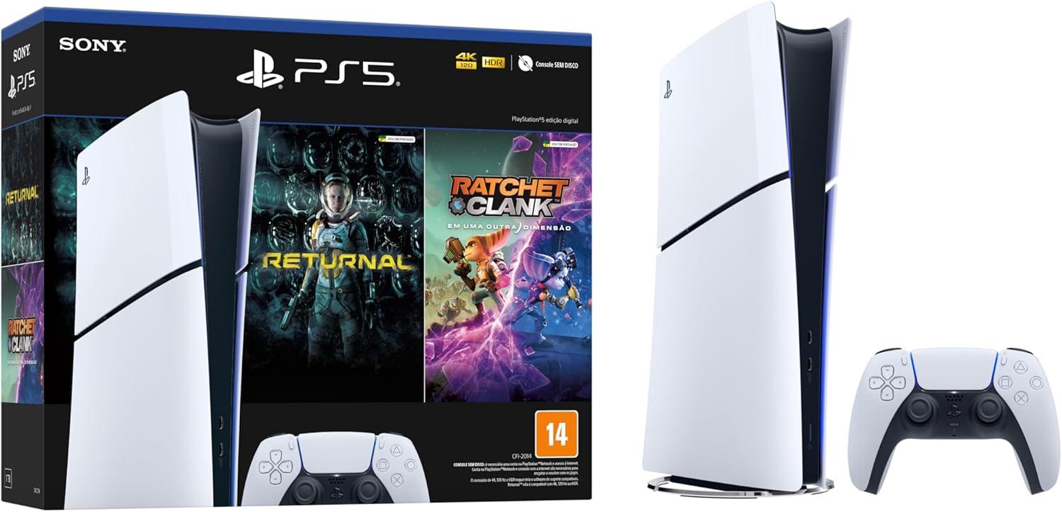 Console PlayStation 5 Slim Digital Edition Branco + Returnal e Ratchet e Clank
