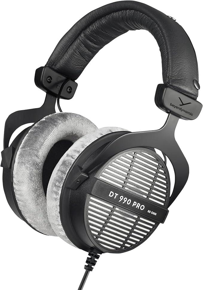 beyerdynamic Fone de ouvido Dt 990 Pro circum-auricular para monitor de estúdio - estrutura estéreo aberta com fio (80 Ohm, Cinza)