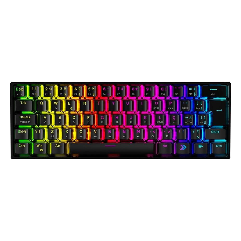 Teclado Mecânico Gamer KBM! GAMING TG600, Preto, 60% e ABNT2, RGB, Switch Gateron Brown