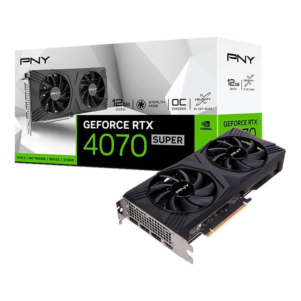 Placa de Vídeo RTX 4070 SUPER Gaming Verto OC Dual Fan PNY NVIDIA GeForce, 12GB GDDR6X, DLSS 3, Ray Tracing